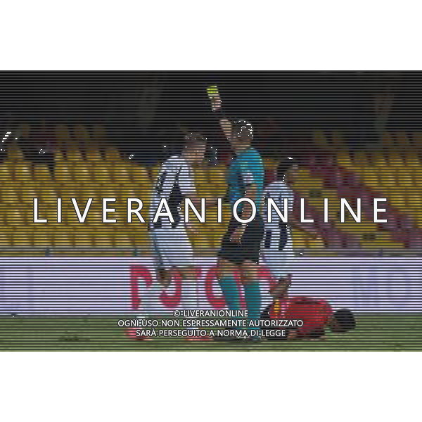 TVEM September 30, 2024 Monopoli, Italy - Benevento vs Juventus Next Gen - Italian soccer serie C 2024/25 - Ciro Vigorito Stadium. In the pic: Christos Papadopoulos of Juventus Next Gen receives a yellow card foto emmanuele mastrodonato-ag aldo liverani sas
