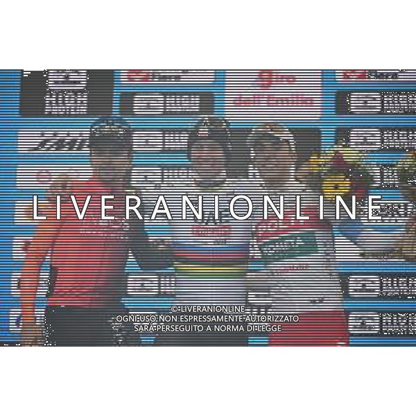 05-10-2024 2024, Uae Team Emirates; 2024, Ineos Grenadiers; 2024, Polti - Kometa; Pogacar, Tadej; Pidcock, Thomas; Piganzoli, Davide; Bologna - San Luca; ©SIROTTI/ AGENZIA ALDO LIVERANI SAS