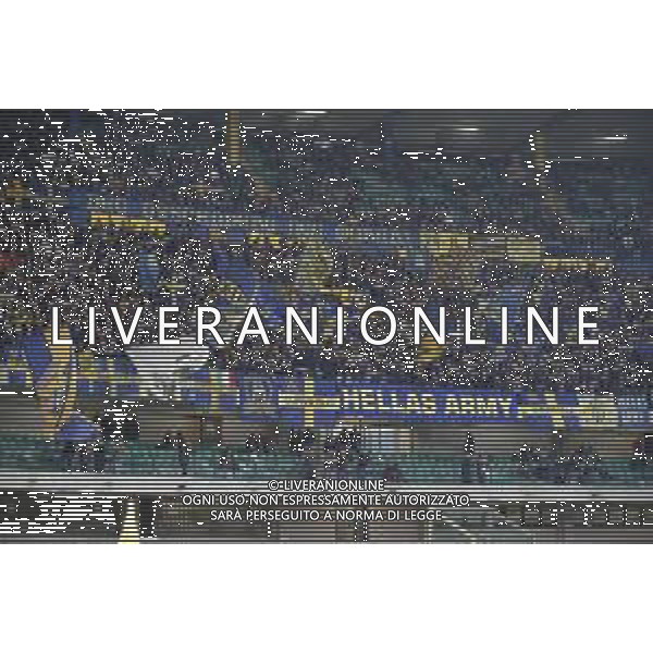 Hellas Veorna fans show their support during Hellas Verona FC vs Venezia FC , 7° Serie A Enilive 2024-25 game at Marcantonio Bentegodi Stadium in Verona (VR), Italy, on October 04, 2024. (Photo by Davide Casentini) AG ALDO LIVERANI SAS