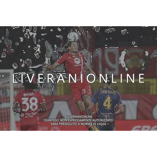 Milan Djuric of AC Monza heads the ball during AC Monza vs AS Roma, 7° Serie A Enilive 2024-25 game at U-Power stadium in Monza (MB), Italy, on October 06, 2024. (Photo by Davide Casentini) ag aldo liverani sas