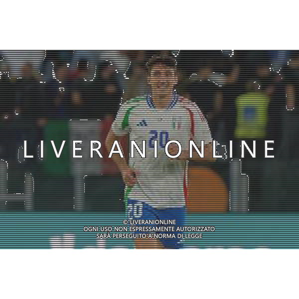 TVEM October 10, 2024 in Roma, Italy. Italy vs Belgium, UEFA Nations League 2024/25 League A Group A2 match - Olympic Stadium. In the pic: Andrea Cambiaso of Italy ©Emmanuele Mastrodonato/AGENZIA ALDO LIVERANI SAS