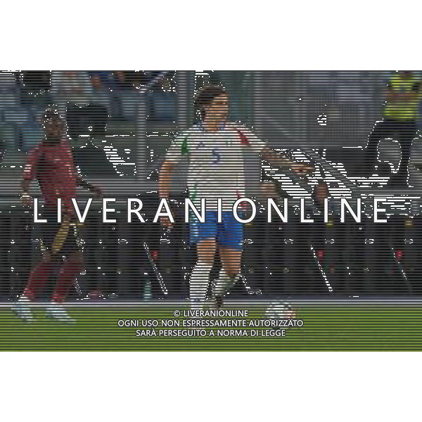 TVEM October 10, 2024 in Roma, Italy. Italy vs Belgium, UEFA Nations League 2024/25 League A Group A2 match - Olympic Stadium. In the pic: Riccardo Calafiori of Italy ©Emmanuele Mastrodonato/AGENZIA ALDO LIVERANI SAS