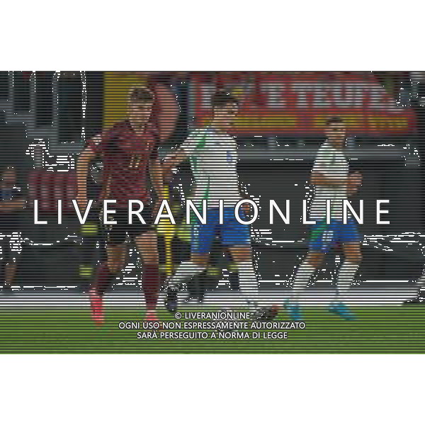 TVEM October 10, 2024 in Roma, Italy. Italy vs Belgium, UEFA Nations League 2024/25 League A Group A2 match - Olympic Stadium. In the pic: Samuele Ricci of Italy and Charles De Ketelaere of Belgium ©Emmanuele Mastrodonato/AGENZIA ALDO LIVERANI SAS