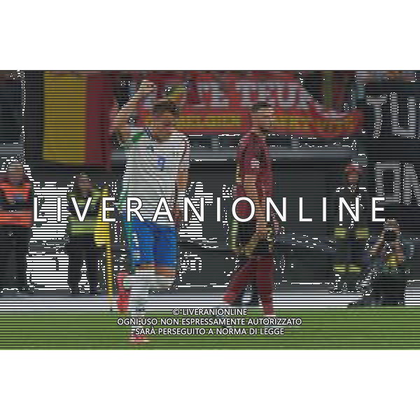 TVEM October 10, 2024 in Roma, Italy. Italy vs Belgium, UEFA Nations League 2024/25 League A Group A2 match - Olympic Stadium. In the pic: Mateo Retegui of Italy celebrates after scoring a goal ©Emmanuele Mastrodonato/AGENZIA ALDO LIVERANI SAS
