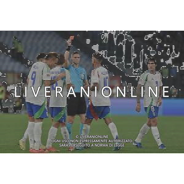 Italia vs Belgio - Uefa Nations League - 3 giornata Stadio Olimpico - Roma 10-10-2024 nella foto arbitro Eskas espelle Pellegrini ©Federico Gaetano/AGENZIA ALDO LIVERANI SAS