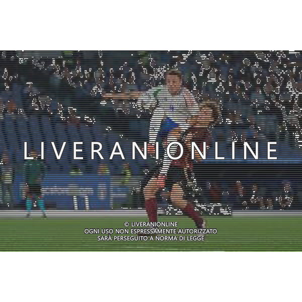 TVEM October 10, 2024 in Roma, Italy. Italy vs Belgium, UEFA Nations League 2024/25 League A Group A2 match - Olympic Stadium. In the pic: Mateo Retegui of Italy in action against Wout Faes of Belgium ©Emmanuele Matrodonato/AGENZIA ALDO LIVERANI SAS