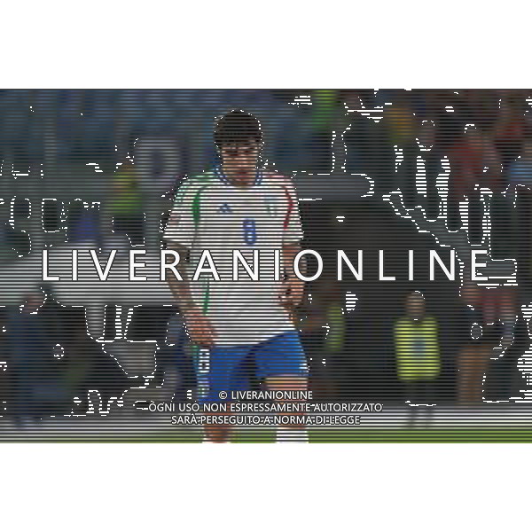 TVEM October 10, 2024 in Roma, Italy. Italy vs Belgium, UEFA Nations League 2024/25 League A Group A2 match - Olympic Stadium. In the pic: Sandro Tonali of Italy ©Emmanuele Matrodonato/AGENZIA ALDO LIVERANI SAS