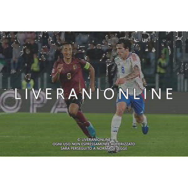 TVEM October 10, 2024 in Roma, Italy. Italy vs Belgium, UEFA Nations League 2024/25 League A Group A2 match - Olympic Stadium. In the pic: Sandro Tonali of Italy and Youri Tielemans of Belgium ©Emmanuele Matrodonato/AGENZIA ALDO LIVERANI SAS