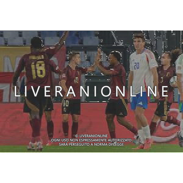 TVEM October 10, 2024 in Roma, Italy. Italy vs Belgium, UEFA Nations League 2024/25 League A Group A2 match - Olympic Stadium. In the pic Leandro Trossard of Belgium celebrates after scoring a goal: ©Emmanuele Matrodonato/AGENZIA ALDO LIVERANI SAS
