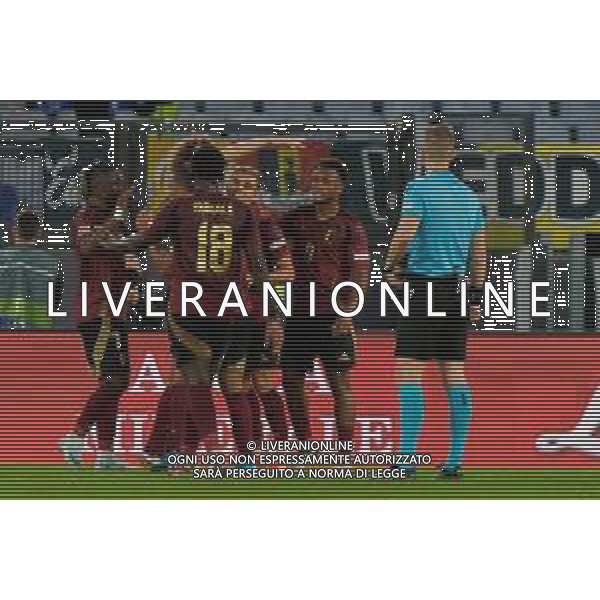 TVEM October 10, 2024 in Roma, Italy. Italy vs Belgium, UEFA Nations League 2024/25 League A Group A2 match - Olympic Stadium. In the pic: Leandro Trossard of Belgium celebrates after scoring a goal with teammates ©Emmanuele Matrodonato/AGENZIA ALDO LIVERANI SAS