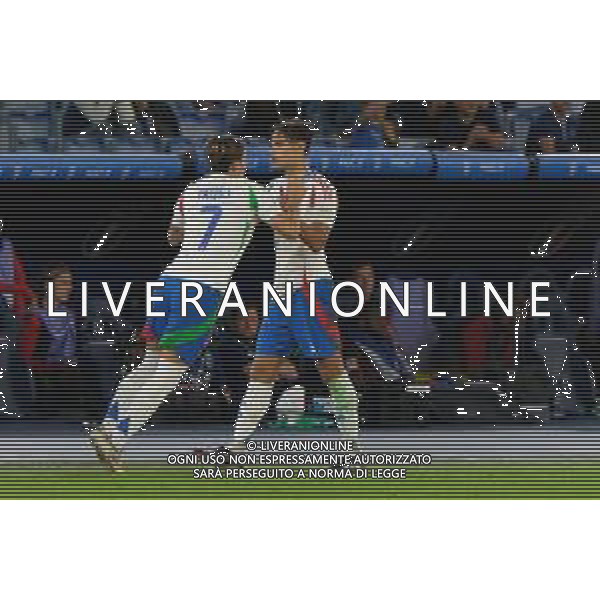 TVEM October 10, 2024 in Roma, Italy. Italy vs Belgium, UEFA Nations League 2024/25 League A Group A2 match - Olympic Stadium. In the pic: Nicolo’ Fagioli of Italy and Samuele Ricci of Italy ©Emmanuele Matrodonato/AGENZIA ALDO LIVERANI SAS