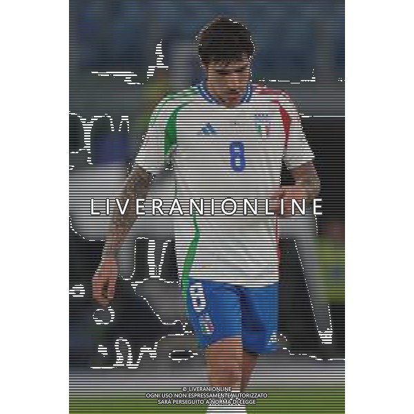 TVEM October 10, 2024 in Roma, Italy. Italy vs Belgium, UEFA Nations League 2024/25 League A Group A2 match - Olympic Stadium. In the pic: Sandro Tonali of Italy foto emmanuele mastrodonato-ag aldo liverani sas