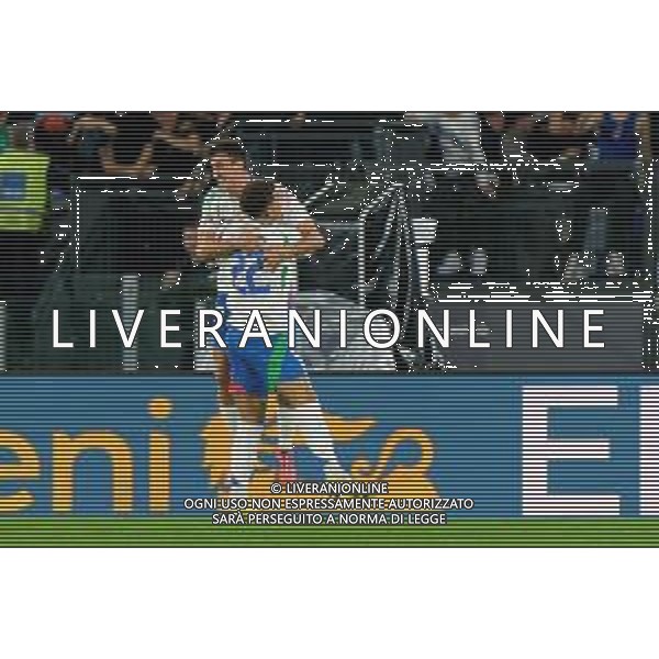 TVEM October 10, 2024 in Roma, Italy. Italy vs Belgium, UEFA Nations League 2024/25 League A Group A2 match - Olympic Stadium. In the pic: Andrea Cambiaso of Italy celebrates after scoring a goal with Giovanni Di Lorenzo of Italy foto emmanuele mastrodonato-ag aldo liverani sas