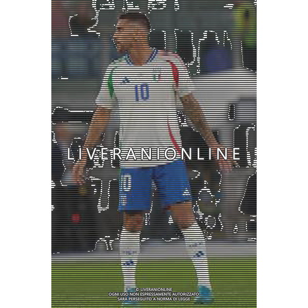 TVEM October 10, 2024 in Roma, Italy. Italy vs Belgium, UEFA Nations League 2024/25 League A Group A2 match - Olympic Stadium. In the pic: Lorenzo Pellegrini of Italy foto emmanuele mastrodonato-ag aldo liverani sas