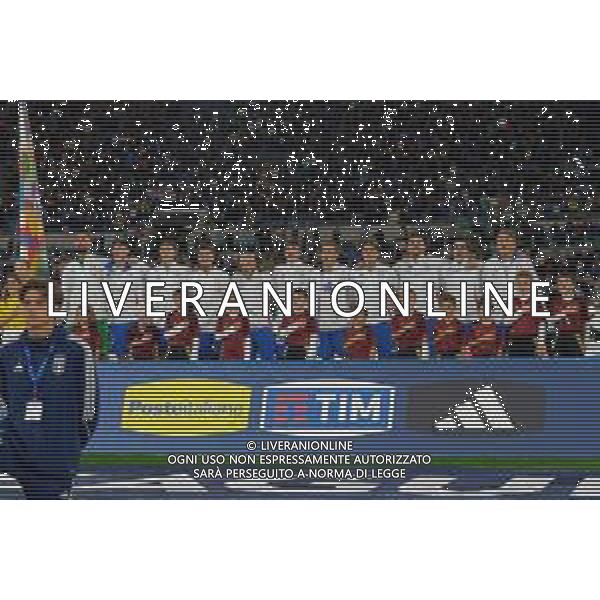 TVEM October 10, 2024 in Roma, Italy. Italy vs Belgium, UEFA Nations League 2024/25 League A Group A2 match - Olympic Stadium. In the pic: Italy line up during the National Anthems foto emmanuele mastrodonato-ag aldo liverani sas