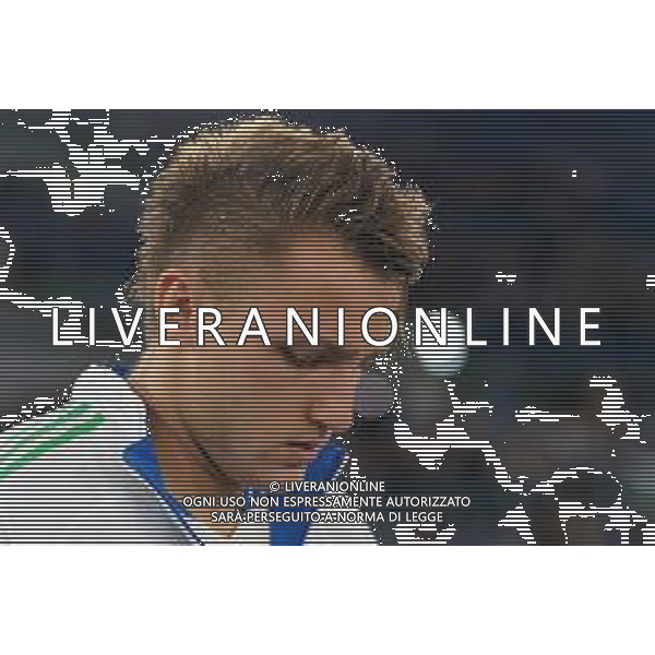 TVEM October 10, 2024 in Roma, Italy. Italy vs Belgium, UEFA Nations League 2024/25 League A Group A2 match - Olympic Stadium. In the pic: Mateo Retegui of Italy foto emmanuele mastrodonato-ag aldo liverani sas