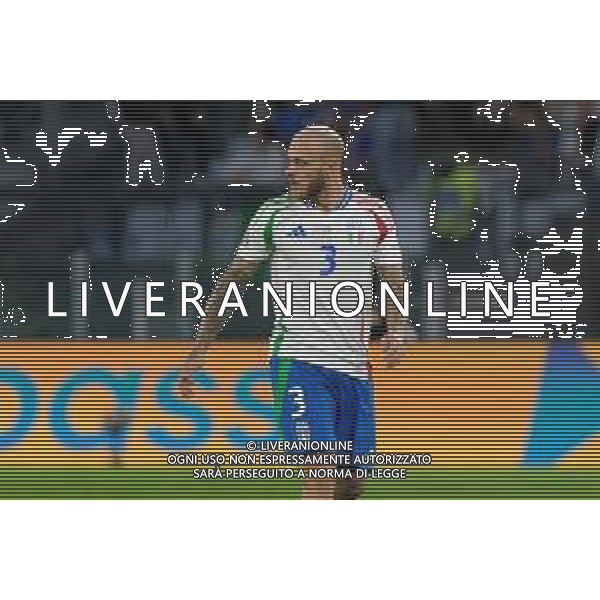 TVEM October 10, 2024 in Roma, Italy. Italy vs Belgium, UEFA Nations League 2024/25 League A Group A2 match - Olympic Stadium. In the pic: Federico Dimarco of Italy foto emmanuele mastrodonato-ag aldo liverani sas