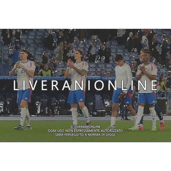 TVEM October 10, 2024 in Roma, Italy. Italy vs Belgium, UEFA Nations League 2024/25 League A Group A2 match - Olympic Stadium. In the pic: the Italy players applauds fans foto emmanuele mastrodonato-ag aldo liverani sas
