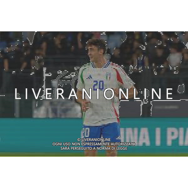 TVEM October 10, 2024 in Roma, Italy. Italy vs Belgium, UEFA Nations League 2024/25 League A Group A2 match - Olympic Stadium. In the pic: Andrea Cambiaso of Italy smiles after scoring foto emmanuele mastrodonato-ag aldo liverani sas