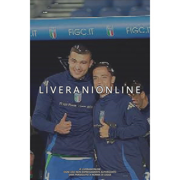 TVEM October 10, 2024 in Roma, Italy. Italy vs Belgium, UEFA Nations League 2024/25 League A Group A2 match - Olympic Stadium. In the pic: Alessandro Buongiorno of Italy and Giacomo Raspadori of Italy foto emmanuele mastrodonato-ag aldo liverani sas