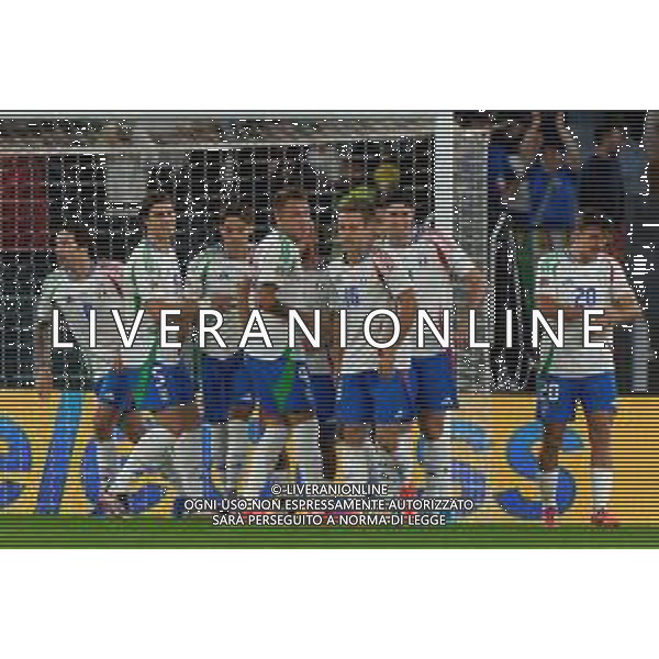 TVEM October 10, 2024 in Roma, Italy. Italy vs Belgium, UEFA Nations League 2024/25 League A Group A2 match - Olympic Stadium. In the pic: Andrea Cambiaso of Italy celebrates after scoring a goal with teammates foto emmanuele mastrodonato-ag aldo liverani sas