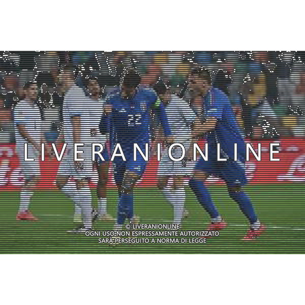 TVRG Italia vs Israele nella foto Giovanni Di Lorenzo (Italia) e Mateo Retegui (Italia) esultanza dopo il gol del 2 a 0 Udine 14-10-2024 Bluenergy Stadium - Stadio Friuli UEFA Nations League - Lega A Gruppo A2 - 4a giornata foto Roberto Garavaglia/Agenzia Aldo Liverani sas