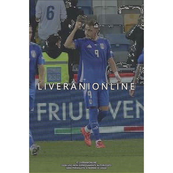 Mateo Retegui of Italy celebrates after scoring goal on penalty during Italy vs Israel, matchday 4 of League A of Uefa Nations League 2025, game at Bluenergy stadium - stadio Friuli in Udine (UD), Italy, on October 14, 2024. (Photo by Davide Casentini)/AGENZIA ALDO LIVERANI SAS -TVDC ITALIA vs ISRAELE UEFA Nations League - 4a giornata Gruppo A2 - Udine 14.10.2024
