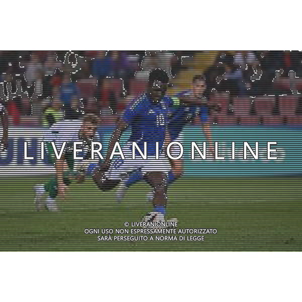 TVRG Italia vs Repubblica d’Irlanda nella foto Wilfried Gnonto (Italia) rigore sbagliato sull\'1 a 0 Italia Trieste 15-10-2024 Stadio Nereo Rocco Campionato Europeo UEFA Under21 Girone di qualificazione Gruppo A - 10a giornata foto Roberto Garavaglia/Agenzia Aldo Liverani sas