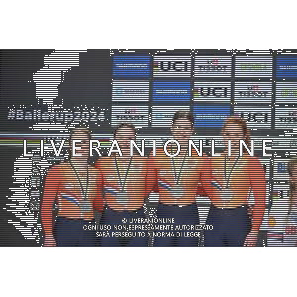 16-10-2024 World Championships Elite Women Track; Giornata 01; 2024, Olanda; Kalee, Kimberly; Van De Wouw, Hetty; Van Der Peet, Steffie; Lamberink, Kyra; Velodromo Ballerup;