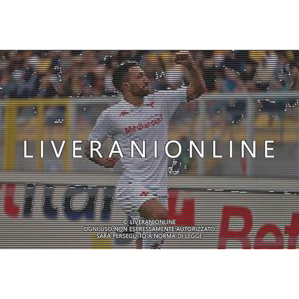 TVEM October 20, 2024 Lecce, Italy - US Lecce vs ACF Fiorentina - Italian soccer serie A 2024/25 - Via Del Mare Stadium. In the pic: Danilo Cataldi of Fiorentina celebrates after scoring a goal foto emmanuele mastrodonato-ag aldo liverani sas