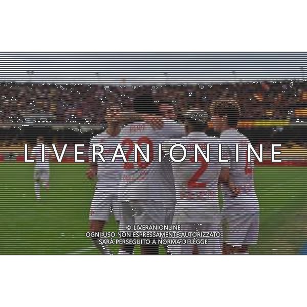 TVEM October 20, 2024 Lecce, Italy - US Lecce vs ACF Fiorentina - Italian soccer serie A 2024/25 - Via Del Mare Stadium. In the pic: Danilo Cataldi of Fiorentina celebrates after scoring a goal with teammates foto emmanuele mastrodonato-ag aldo liverani sas