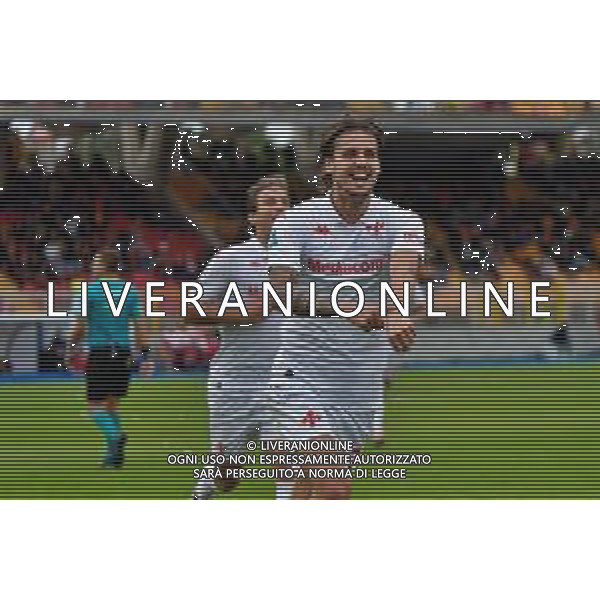 TVEM October 20, 2024 Lecce, Italy - US Lecce vs ACF Fiorentina - Italian soccer serie A 2024/25 - Via Del Mare Stadium. In the pic: Andrea Colpani of Fiorentina celebrates after scoring a goal foto emmanuele mastrodonato-ag aldo liverani sas