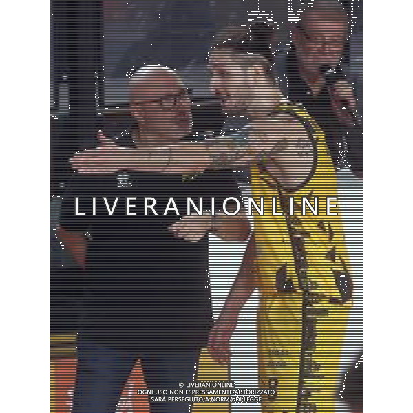IMOLA 20 10 2024 VIRTUS IMOLA BASKET-FIDENZA SERIE B1 NELLA FOTO ALLENATORE VIRTUS IMOLA GIANLUIGI GALETTI E LUCA VALENTINI ©SANNA/AGENZIA ALDO LIVERANI SAS