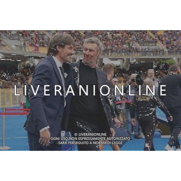 TVEM October 20, 2024 Lecce, Italy - US Lecce vs ACF Fiorentina - Italian soccer serie A 2024/25 - Via Del Mare Stadium. In the pic: coach Stefano Citterio of Fiorentina and coach Luca Gotti of US Lecce foto emmanuele mastrodonato-ag aldo liverani sas