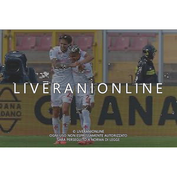 TVEM October 20, 2024 Lecce, Italy - US Lecce vs ACF Fiorentina - Italian soccer serie A 2024/25 - Via Del Mare Stadium. In the pic: Andrea Colpani of Fiorentina celebrates after scoring a goal with Dodo of Fiorentina foto emmanuele mastrodonato-ag aldo liverani sas