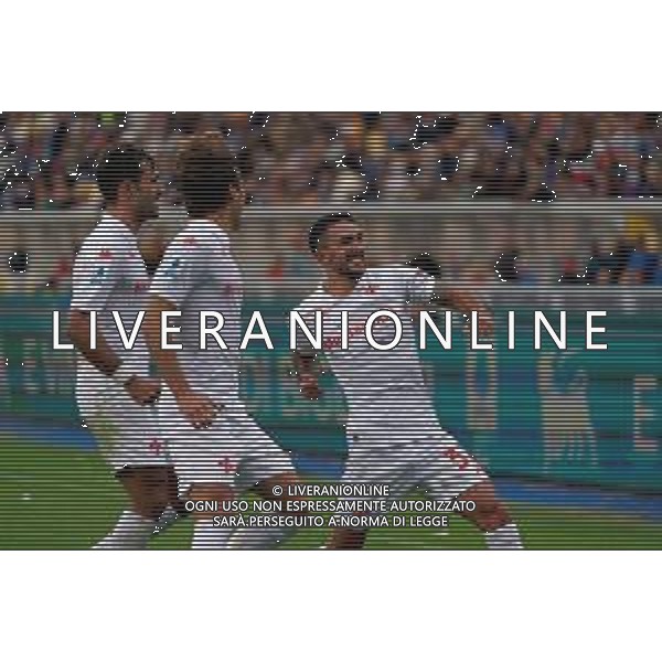 TVEM October 20, 2024 Lecce, Italy - US Lecce vs ACF Fiorentina - Italian soccer serie A 2024/25 - Via Del Mare Stadium. In the pic: Danilo Cataldi of Fiorentina celebrates after scoring a goal foto emmanuele mastrodonato-ag aldo liverani sas
