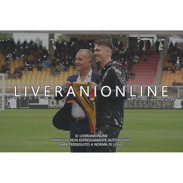TVEM October 20, 2024 Lecce, Italy - US Lecce vs ACF Fiorentina - Italian soccer serie A 2024/25 - Via Del Mare Stadium. In the pic: the president of US Lecce Saverio Sticchi Damiani and Joan Gonzalez foto emmanuele mastrodonato-ag aldo liverani sas