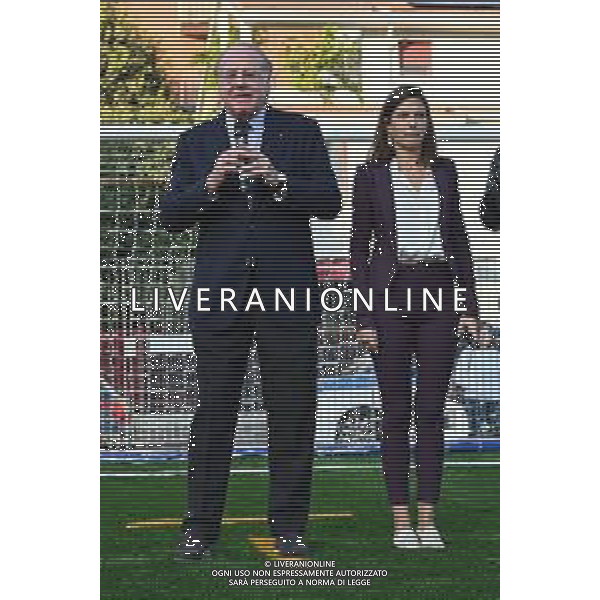 TVRG Campo Milan Madonna dei Poveri nella foto Paolo Scaroni presidente Milan e Martina Riva assessore sport comune di Milano Milano 21-10-2024 Inaugurazione presso l\'oratorio della Parrocchia Madonna dei Poveri del nuovo campo da calcio in erba artificiale realizzato con il contributo di Fondazione Milan, Fondazione SnaiTech e Fondazione Costruiamo il Futuro foto Roberto Garavaglia/Agenzia Aldo Liverani sas
