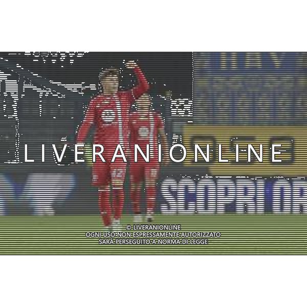 Alessandro Bianco of AC Monza celebrates after scoring during Hellas Verona FC vs AC Monza, 8° Serie A Enilive 2024-25 game at Marcantonio Bentegodi Stadium in Verona (VR), Italy, on October 21, 2024. (Photo by Davide Casentini) AG ALDO LIVERANI SAS