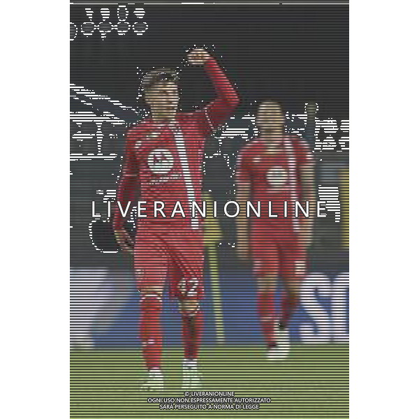 Alessandro Bianco of AC Monza celebrates after scoring during Hellas Verona FC vs AC Monza, 8° Serie A Enilive 2024-25 game at Marcantonio Bentegodi Stadium in Verona (VR), Italy, on October 21, 2024. (Photo by Davide Casentini) AG ALDO LIVERANI SAS