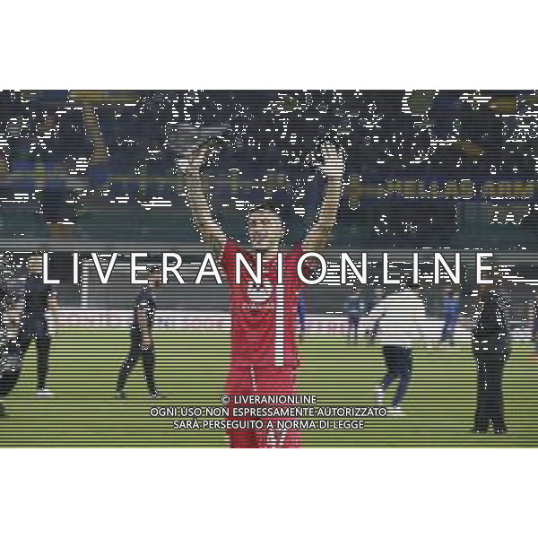 Dany Mota Carvalho of AC Monza jubilates at the end of Hellas Verona FC vs AC Monza, 8° Serie A Enilive 2024-25 game at Marcantonio Bentegodi Stadium in Verona (VR), Italy, on October 21, 2024. (Photo by Davide Casentini) AG ALDO LIVERANI SAS