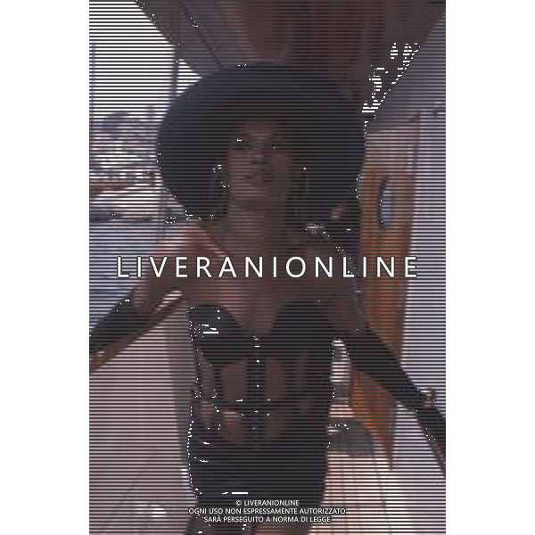 DIAP-RETROSPETTIVA GRACE JONES CANTANTE E ATTRICE NELLA FOTO GRACE JONES NELL\'ANNO 1987 A CANNES AG ALDO LIVERANI SAS