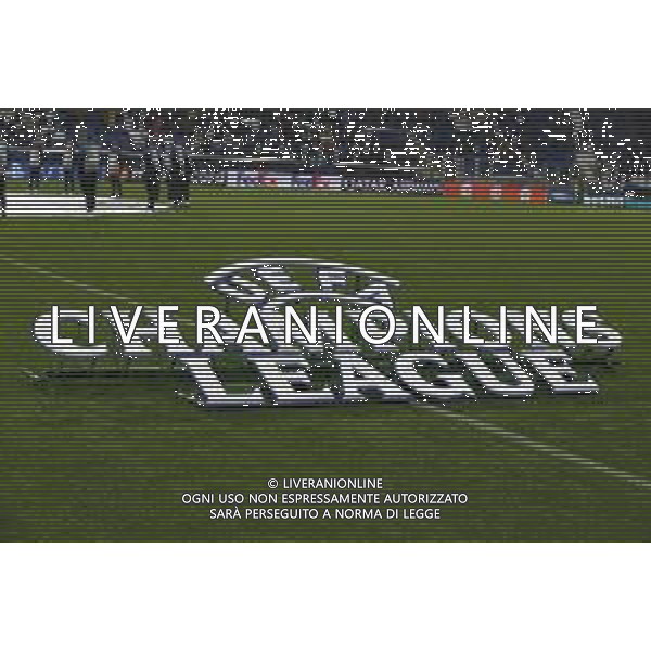 The logo of Champions League on the pich before Atalanta BC vs Celtic FC, 3° round of Champions League 2024-25, game at Gewiss stadium in Bergamo (BG), Italy, on October 23, 2024. (Photo by Davide Casentini) /AGENZIA ALDO LIVERANI SAS
