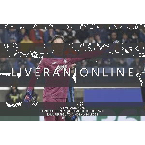 Marco Carnesecchi of Atalanta BC. gestures during Atalanta BC vs Celtic FC, 3° round of Champions League 2024-25, game at Gewiss stadium in Bergamo (BG), Italy, on October 23, 2024. (Photo by Davide Casentini) /AGENZIA ALDO LIVERANI SAS