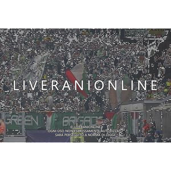 Celtic fans show palestine flag during Atalanta BC vs Celtic FC, 3° round of Champions League 2024-25, game at Gewiss stadium in Bergamo (BG), Italy, on October 23, 2024. (Photo by Davide Casentini) /AGENZIA ALDO LIVERANI SAS