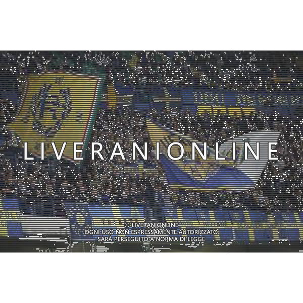 Hellas Verona fans show their support during Hellas Verona FC vs AC Monza, 8° Serie A Enilive 2024-25 game at Marcantonio Bentegodi Stadium in Verona (VR), Italy, on October 21, 2024. (Photo by Davide Casentini) /AGENZIA ALDO LIVERANI SAS