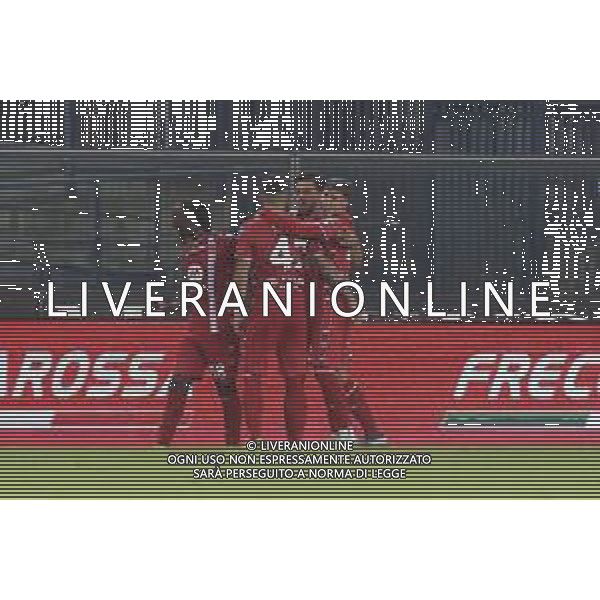 Dany Mota Carvalho of AC Monza and Monza\'s players jubilates after scoring the goal during Hellas Verona FC vs AC Monza, 8° Serie A Enilive 2024-25 game at Marcantonio Bentegodi Stadium in Verona (VR), Italy, on October 21, 2024. (Photo by Davide Casentini) /AGENZIA ALDO LIVERANI SAS