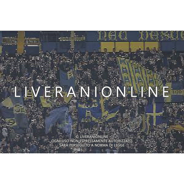 Hellas Verona fans show their support during Hellas Verona FC vs AC Monza, 8° Serie A Enilive 2024-25 game at Marcantonio Bentegodi Stadium in Verona (VR), Italy, on October 21, 2024. (Photo by Davide Casentini) /AGENZIA ALDO LIVERANI SAS