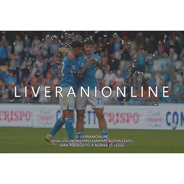 TVEM October 26, 2024 Napoli, Italy - SSC Napoli vs US Lecce - Italian soccer serie A 2024/25 - Diego Armando Maradona Stadium. In the pic: Giovanni Di Lorenzo of SSC Napoli celebrates the victory with Khvicha Kvaratskhelia of SSC Napoli @Emmanuele Mastrodonato/AGENZIA ALDO LIVERANI SAS