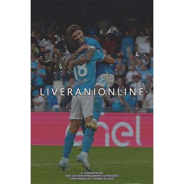 TVEM October 26, 2024 Napoli, Italy - SSC Napoli vs US Lecce - Italian soccer serie A 2024/25 - Diego Armando Maradona Stadium. In the pic: Giovanni Di Lorenzo of SSC Napoli celebrates the victory with Giovanni Simeone of SSC Napoli @Emmanuele Mastrodonato/AGENZIA ALDO LIVERANI SAS